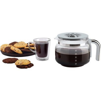 Smeg 50's Style Aesthetic Drip Coffee Machine, 12 Cups, Red