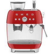 Smeg 50’s Retro Style Semi-Automatic Espresso Machine with Built-In Grinder, Red