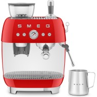Smeg 50’s Retro Style Semi-Automatic Espresso Machine with Built-In Grinder, Red