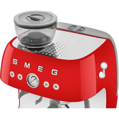 Smeg 50’s Retro Style Semi-Automatic Espresso Machine with Built-In Grinder, Red
