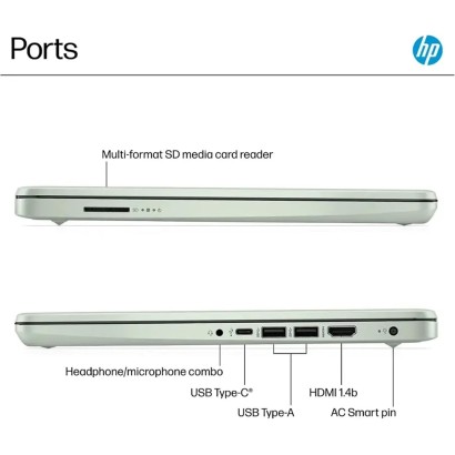 HP 14" HD Laptop, 16 GB RAM, 128 GB SSD, Willow Green