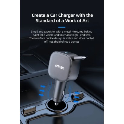 ANKER 2 IN 1 Clutter-Free Car Charger 75W, USB-C Port