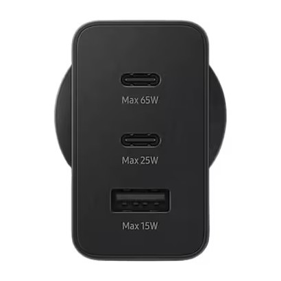 Samsung 65W Power Adapter, Trio USB-C X 2 Ports, USB-A Port