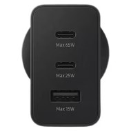 Samsung 65W Power Adapter, Trio USB-C X 2 Ports, USB-A Port