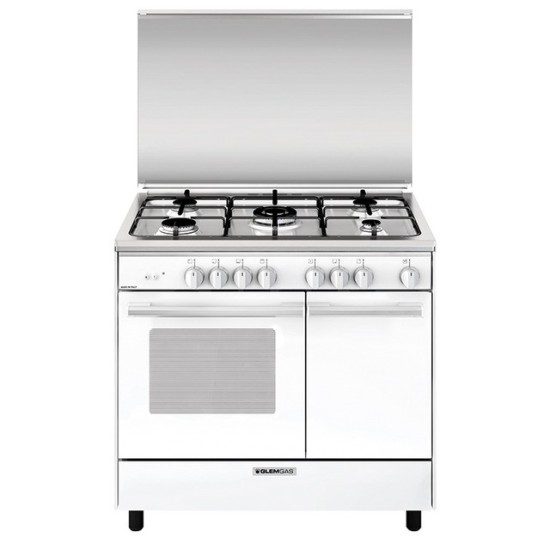 Glem Gas Oven With Gas Grill, 5 Burners, 90 CM, White