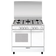 Glem Gas Oven With Gas Grill, 5 Burners, 90 CM, White