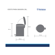 Westing House, Garbage Can, 20 L, Stainless Steel