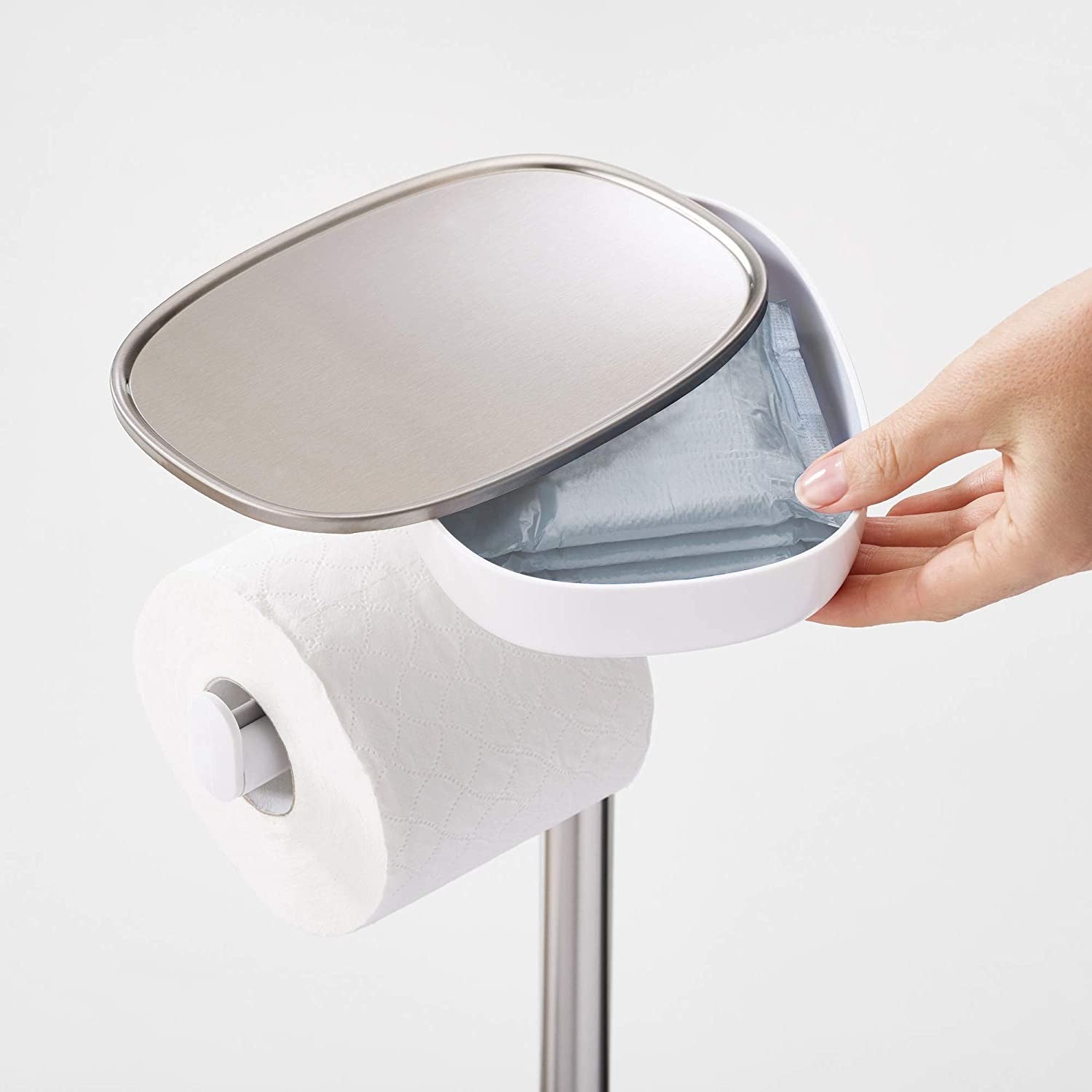 Joseph Joseph, Easy Store Butler Toilet Paper Holder Stand and Flex Toilet Brush with Shelf and Drawer, Stainless Steel