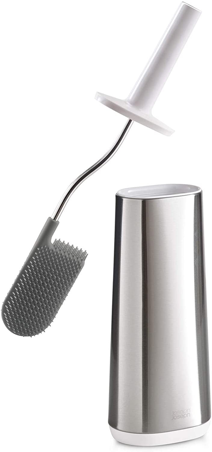 Joseph Joseph, Easy Store Butler Toilet Paper Holder Stand and Flex Toilet Brush with Shelf and Drawer, Stainless Steel