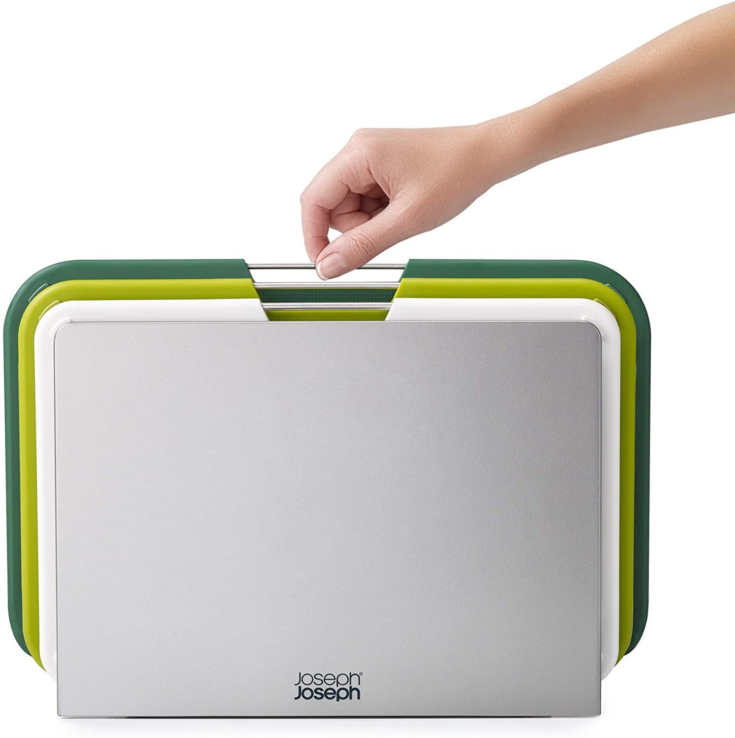 Joseph Joseph, Nest Plastic Cutting Set with Storage Stand, 3 Different Sized Boards,Green