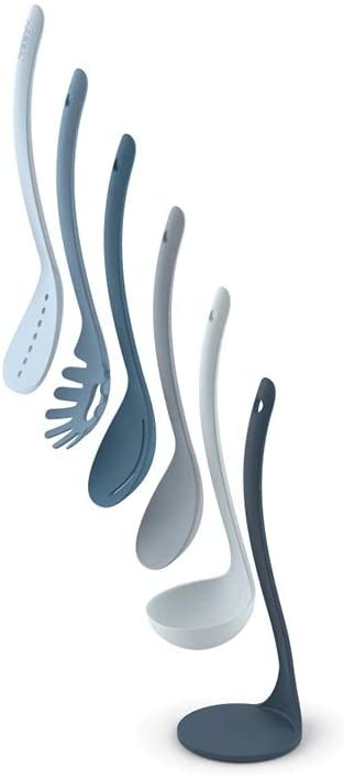 Joseph Joseph, Nest Utensils Compact Stacking Kitchen Tool Set with Magnetic Storage Stand Nylon, 5-piece, Editions, Sky Blue