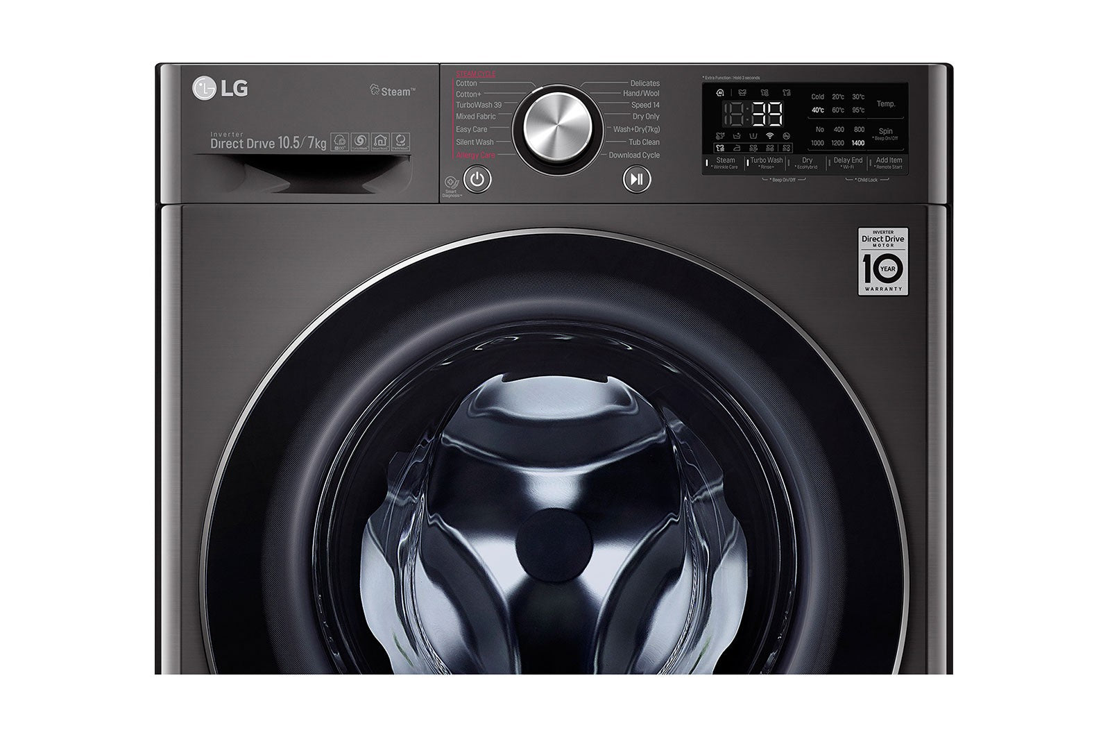 LG Washer & Dryer, Front Load, 10.5 / 7 KG, Stainless