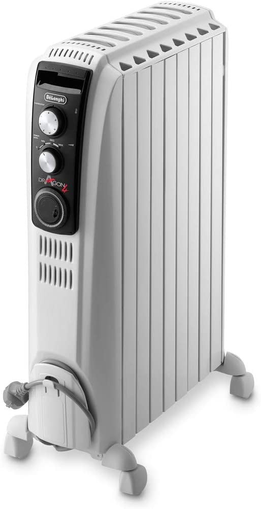 Delonghi, Oil Heater, 8 Fins, 2000 Watts, Black / White