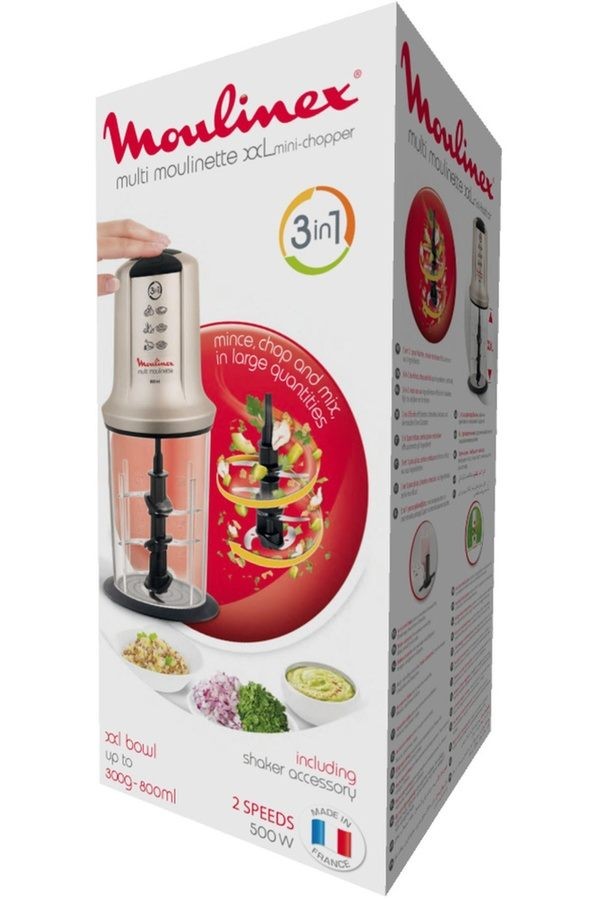 Moulinex, Chopper Multi Moulinette, 500 Watts, Silver