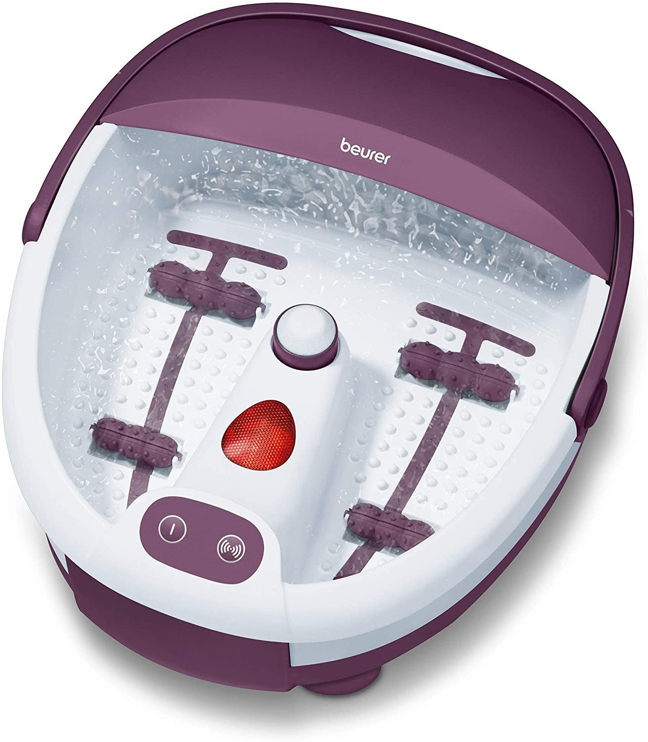 Beurer Foot Bath Spa, Water Tempering, Relaxing Vibration Massage & Bubble with Pedicure Attachments, 60 Watts, White