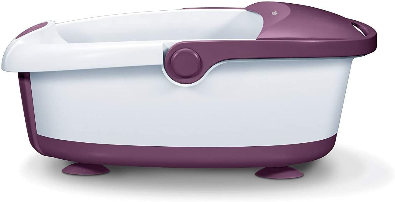 Beurer Foot Bath Spa, Water Tempering, Relaxing Vibration Massage & Bubble with Pedicure Attachments, 60 Watts, White