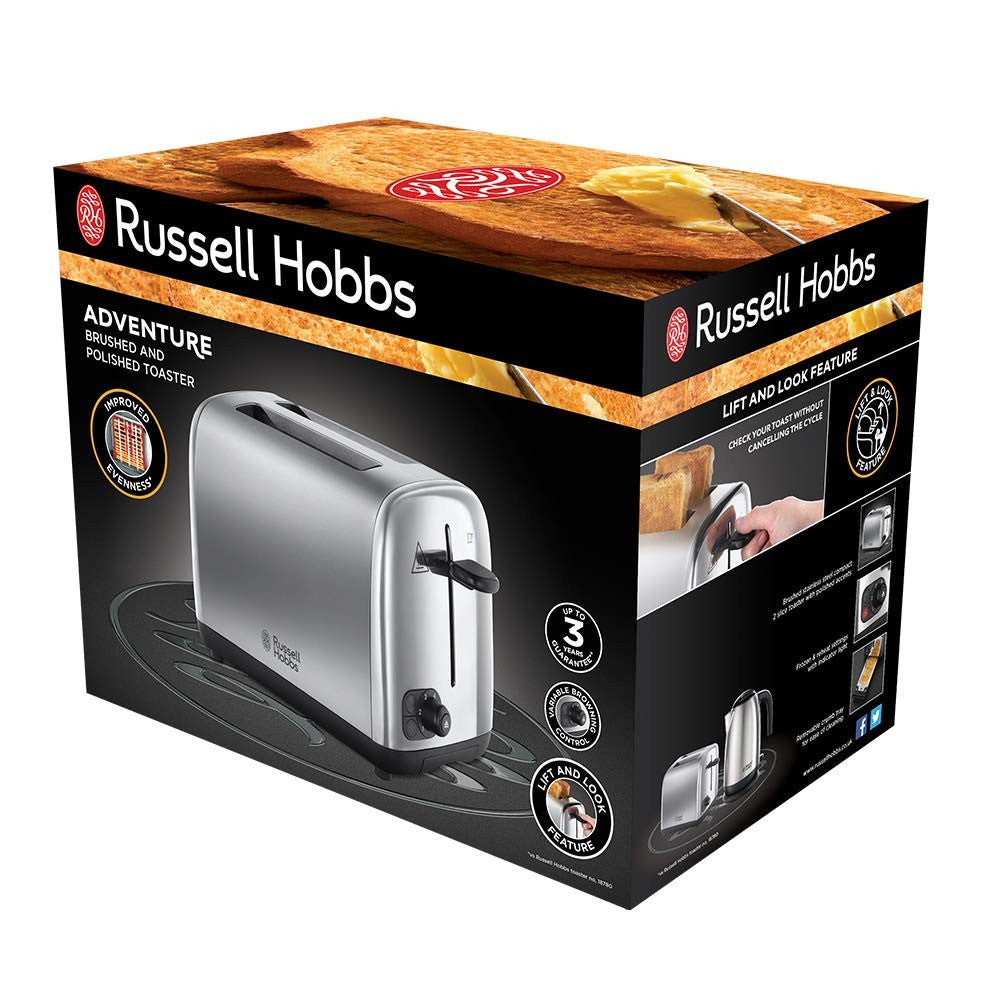 Russell Hobbs, Adventure Toaster, 2 Wide Slots, Stainless Steel