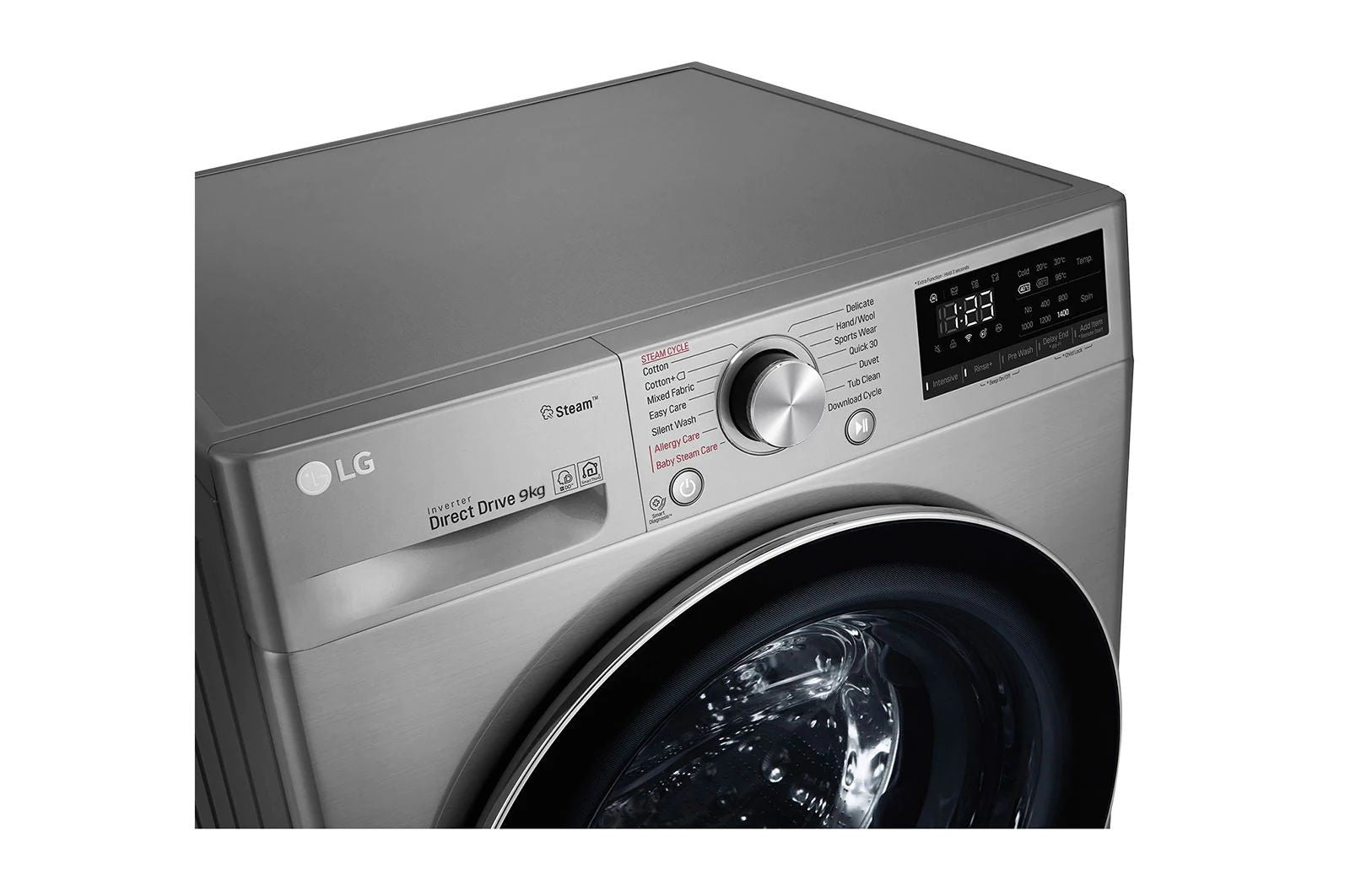 LG WM 9/6 KGS DRYER 1400RPM SILVER GLASS DOOR AI DD