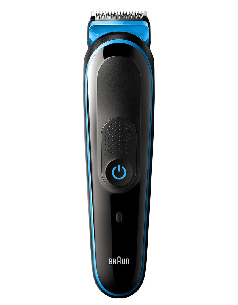 Braun, 7-in-1 Men's Beard Trimmer & Hair Clipper Kit, 5 Attachments, Black & Blue