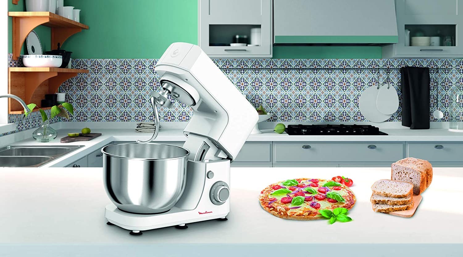 Moulinex, Masterchef Kitchen Machine, 800 Watts, Stainless Steel Bowl, White