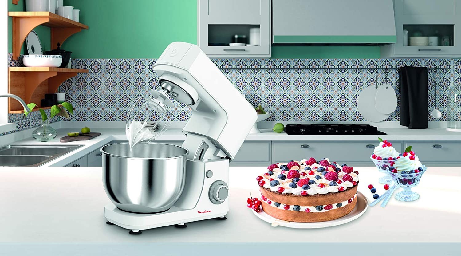 Moulinex, Masterchef Kitchen Machine, 800 Watts, Stainless Steel Bowl, White