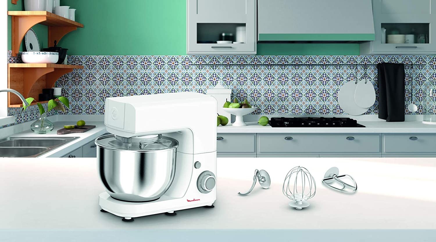 Moulinex, Masterchef Kitchen Machine, 800 Watts, Stainless Steel Bowl, White