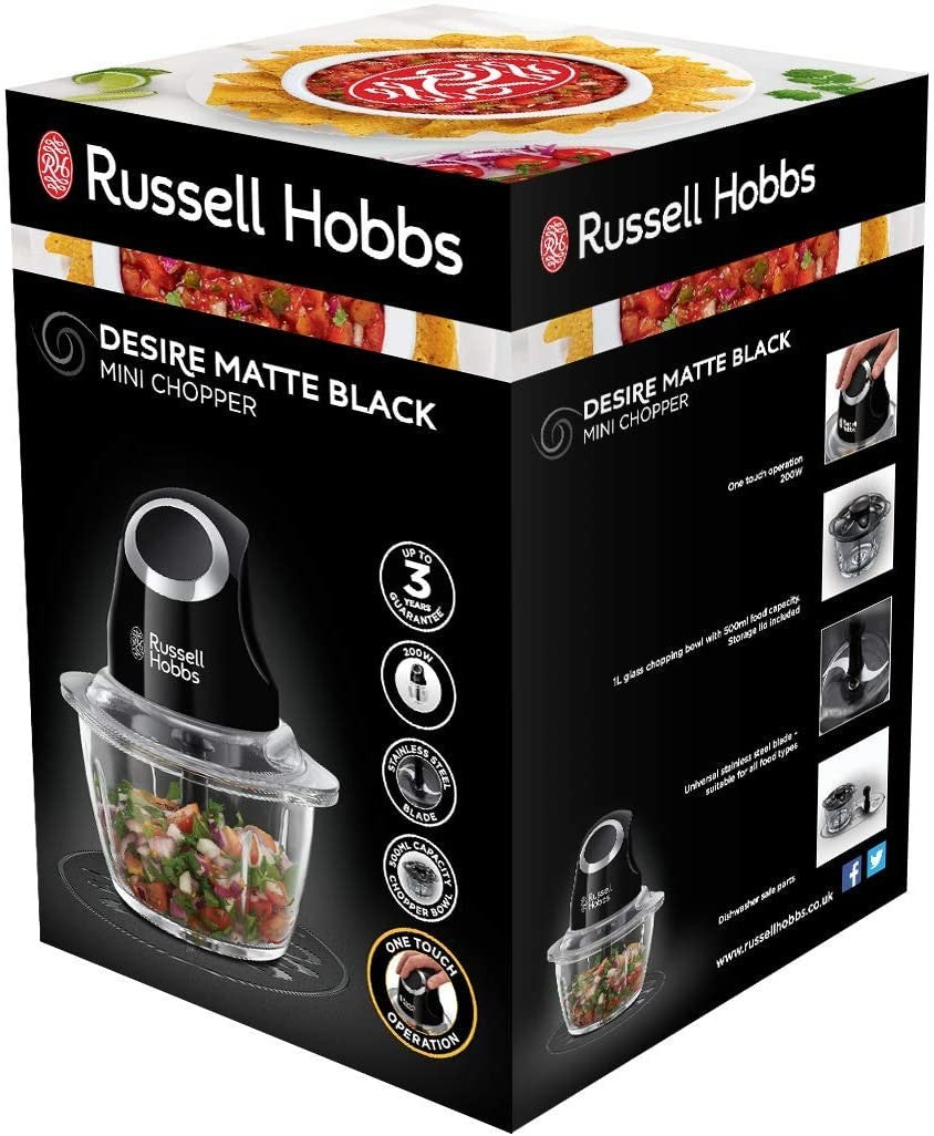Russell Hobbs, Desire Mini Chopper, 200 Watts, Matte Black