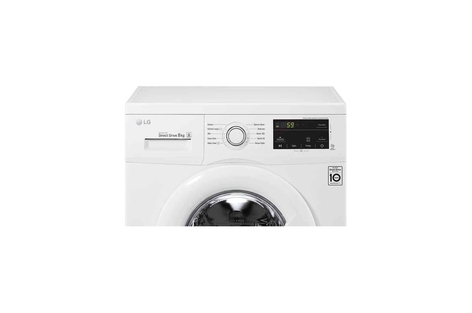 LG, Washing Machine, Front Load, 8 KG, Direct Drive Motor