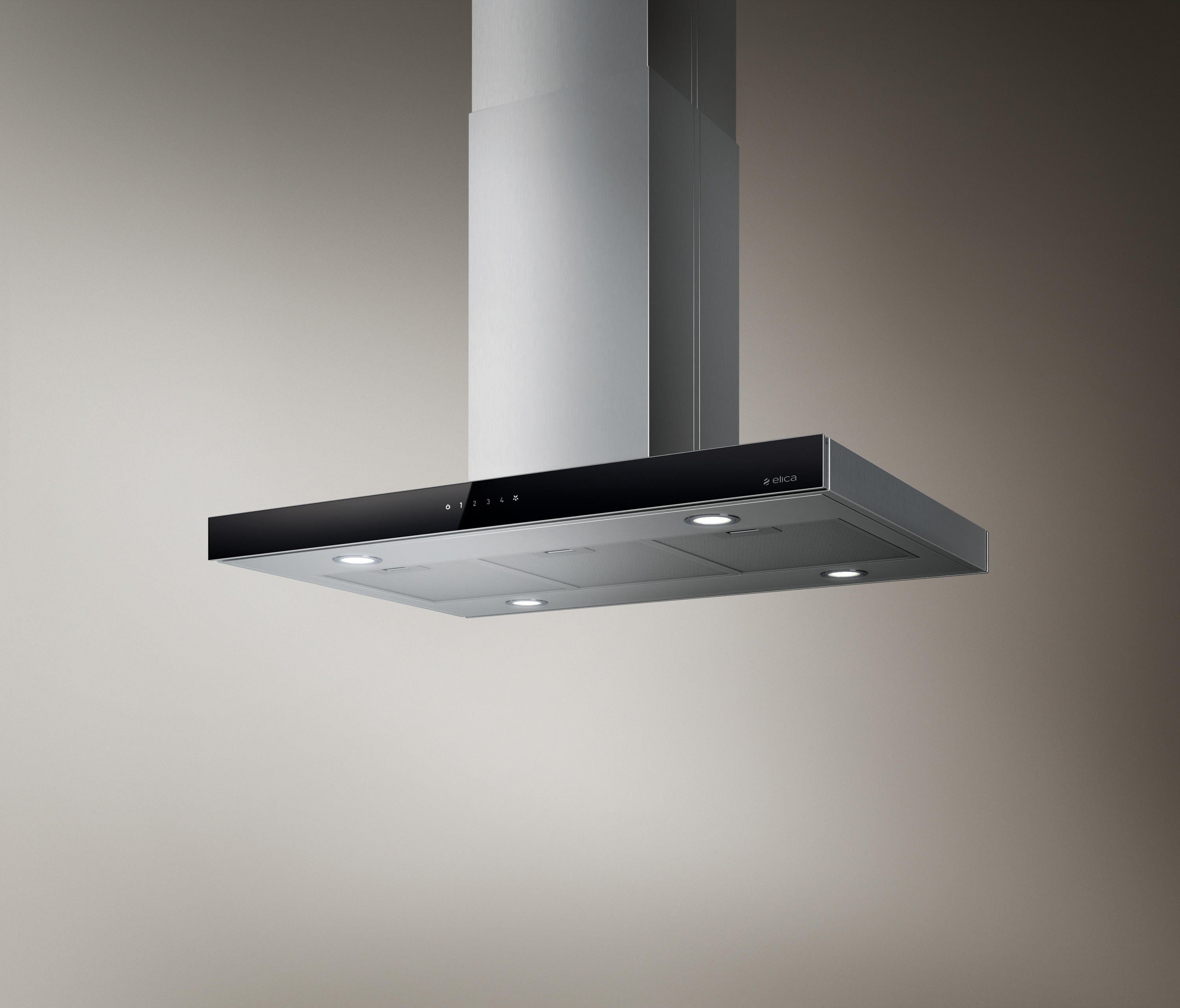 Elica, Cheminey Joy Island Decorative Hood, 90 CM, Black & Inox