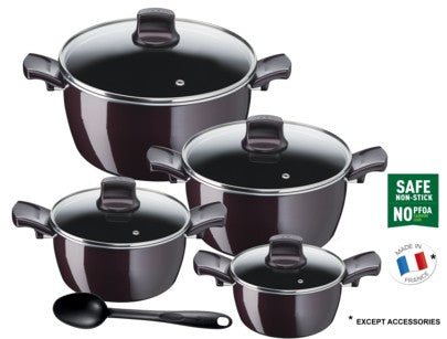 Tefal, G6 Resist Intense 9 Pieces Cooking Set, Dark Red