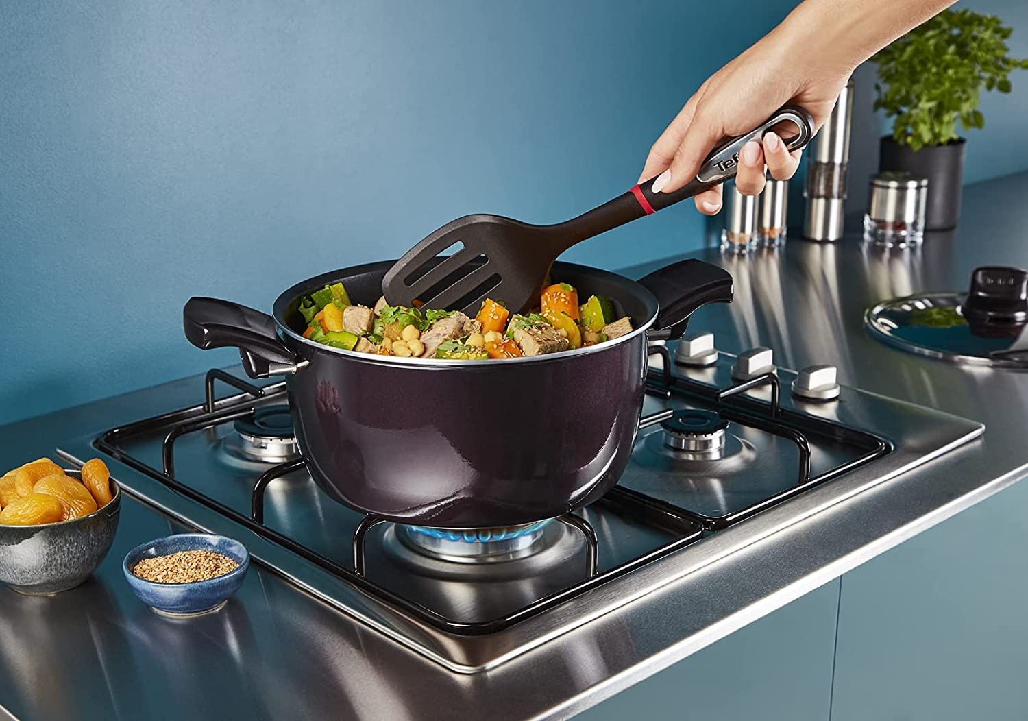 Tefal, G6 Resist Intense 9 Pieces Cooking Set, Dark Red