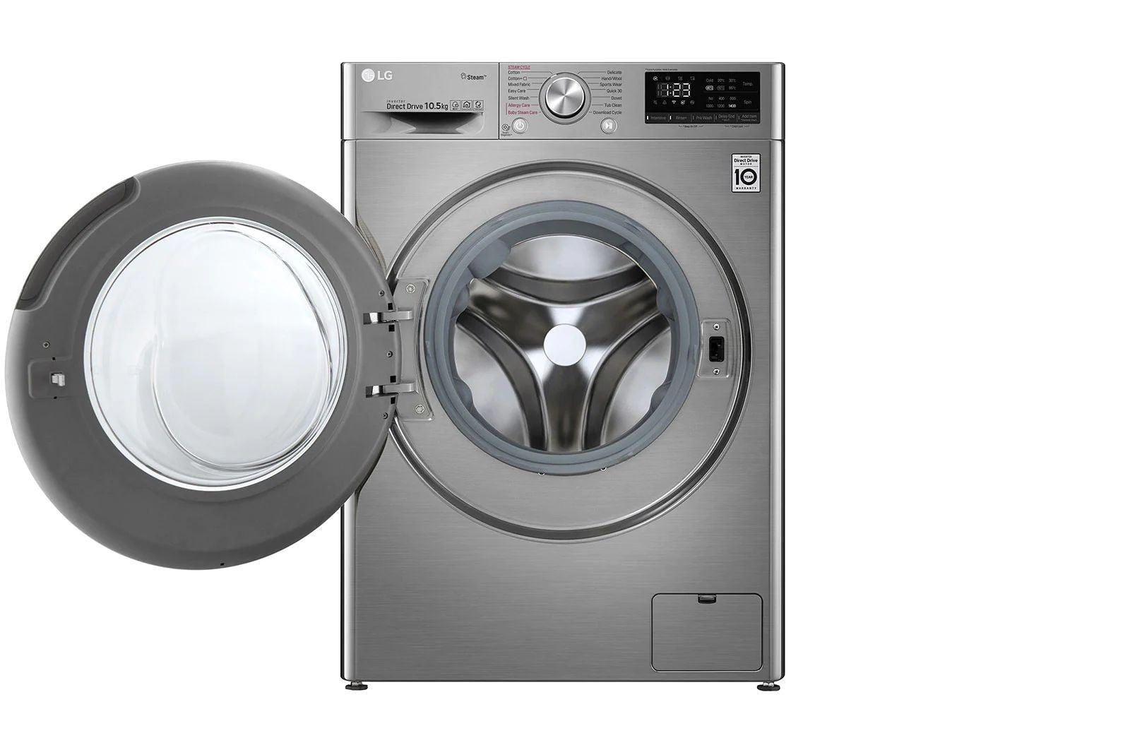 LG 10.5 KG Front Load Washing Machine, 1400 RPM, Silver
