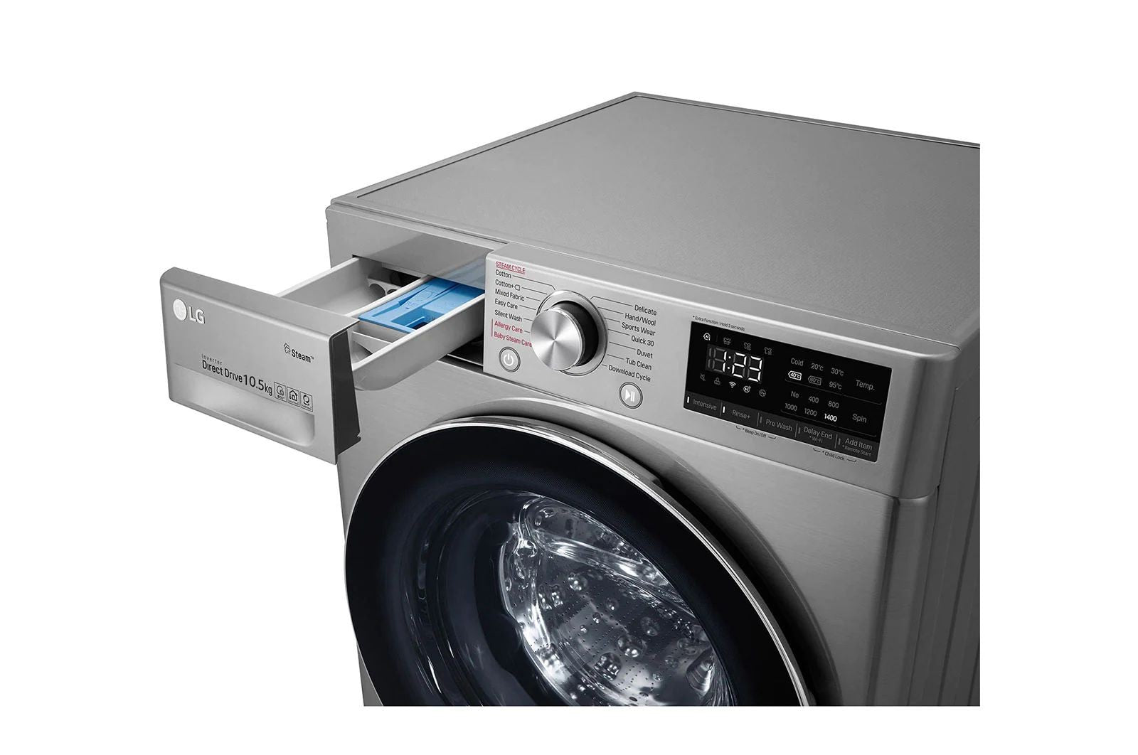 LG 10.5 KG Front Load Washing Machine, 1400 RPM, Silver