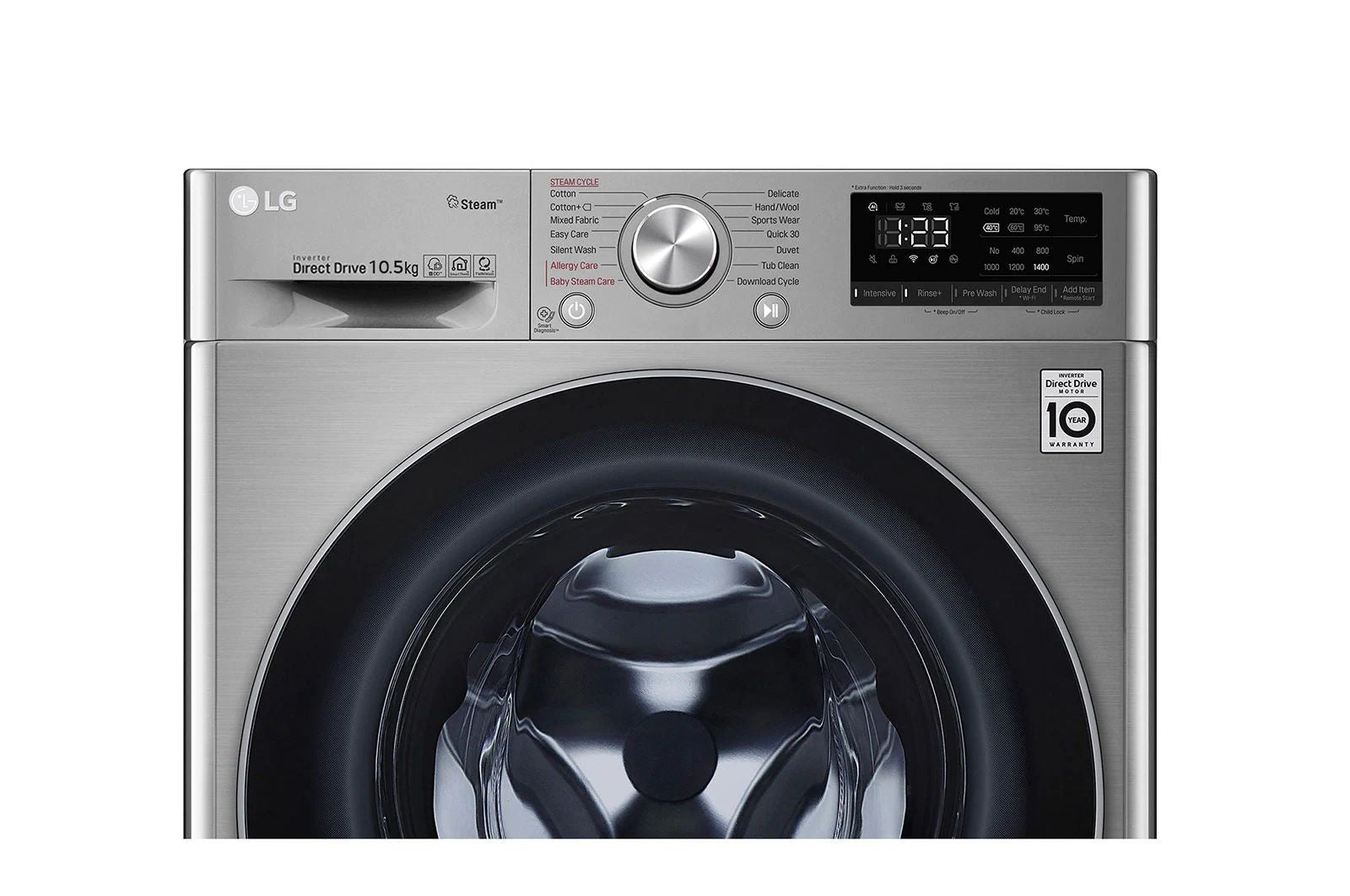 LG 10.5 KG Front Load Washing Machine, 1400 RPM, Silver