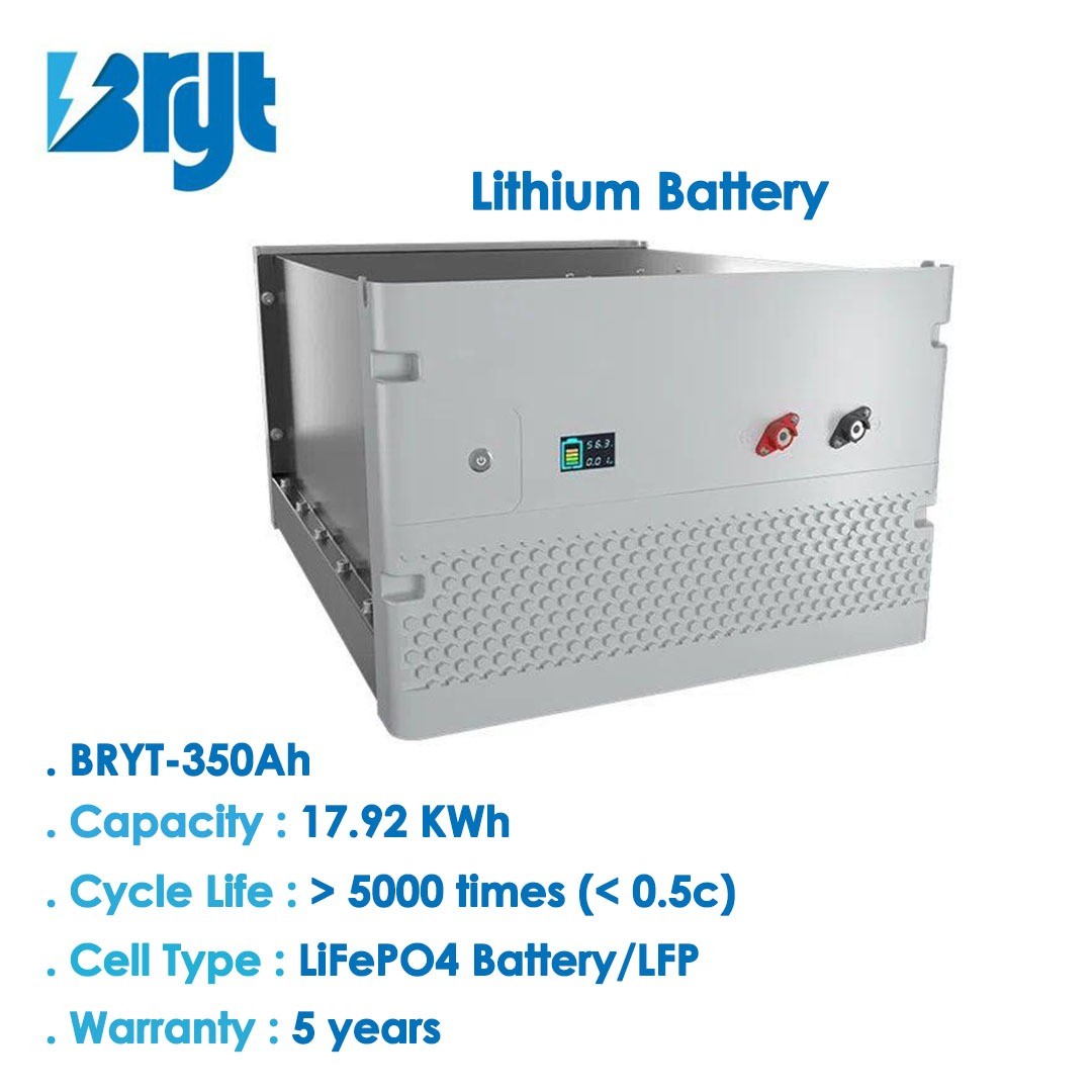 Bryt, Lithium Battery, 350 AH, 17.92kWh, LED Display, Grey