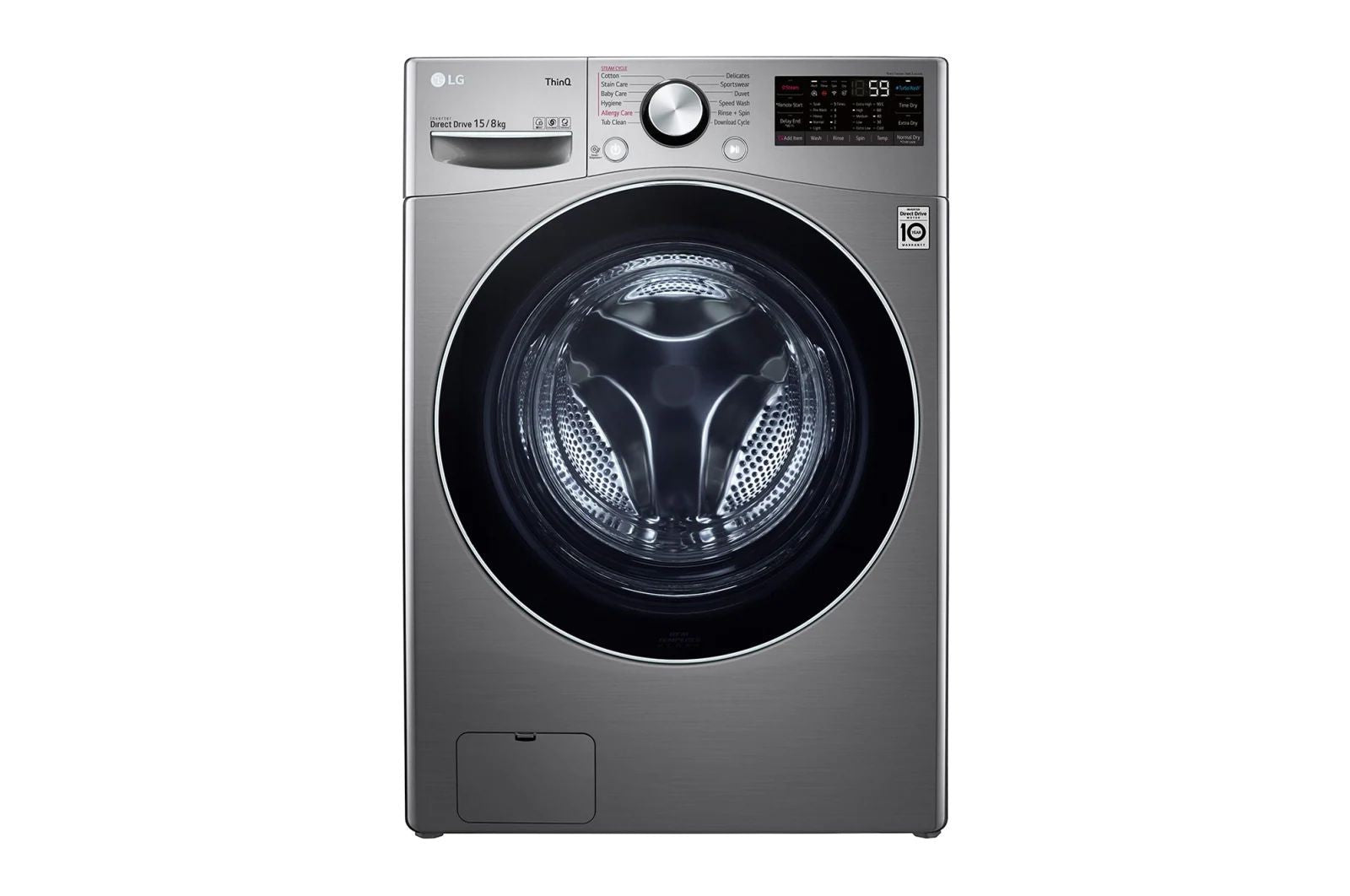 LG, Front Load Washer & Dryer, 15 KG /8 KG, Silver