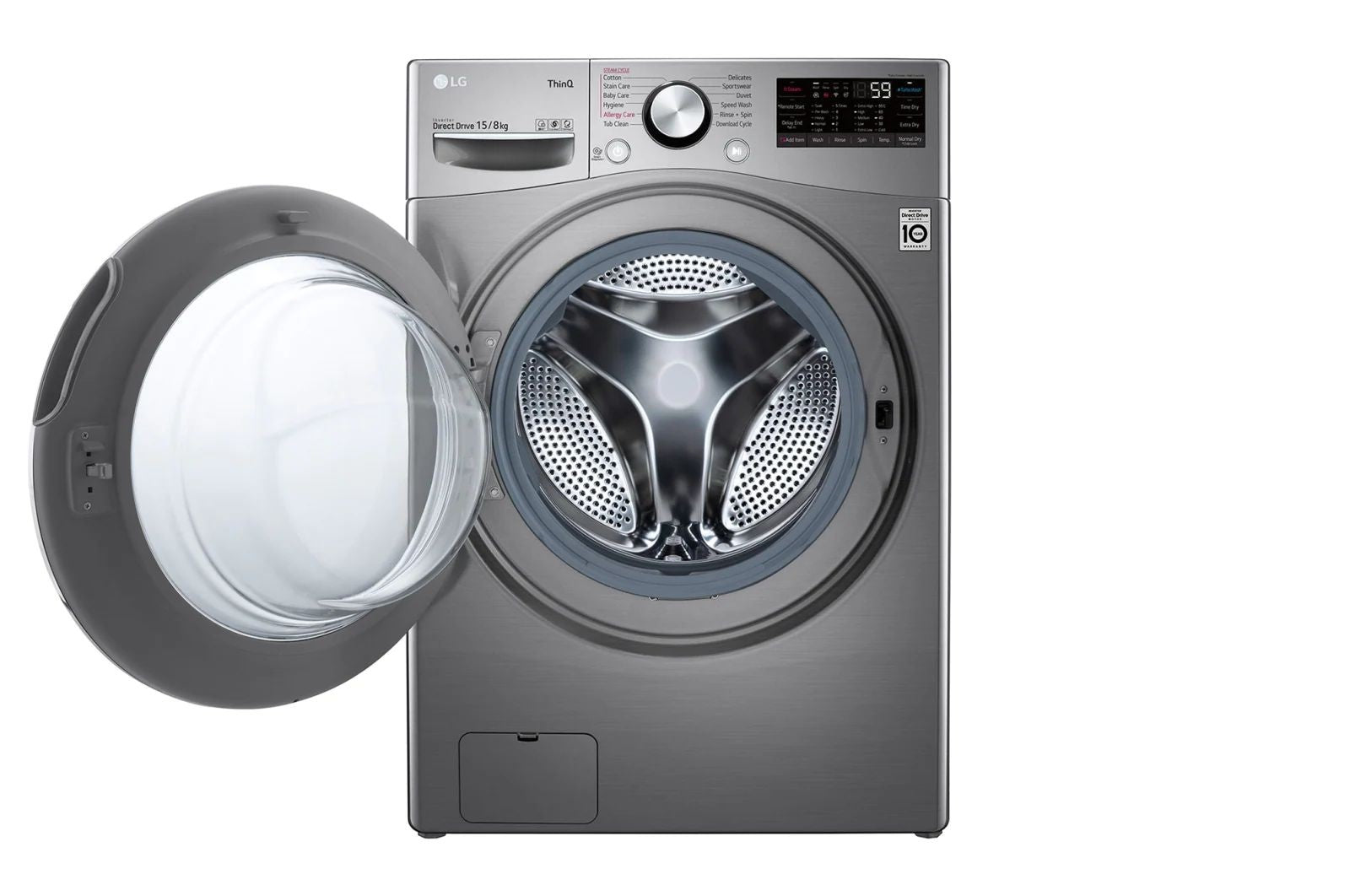 LG, Front Load Washer & Dryer, 15 KG /8 KG, Silver