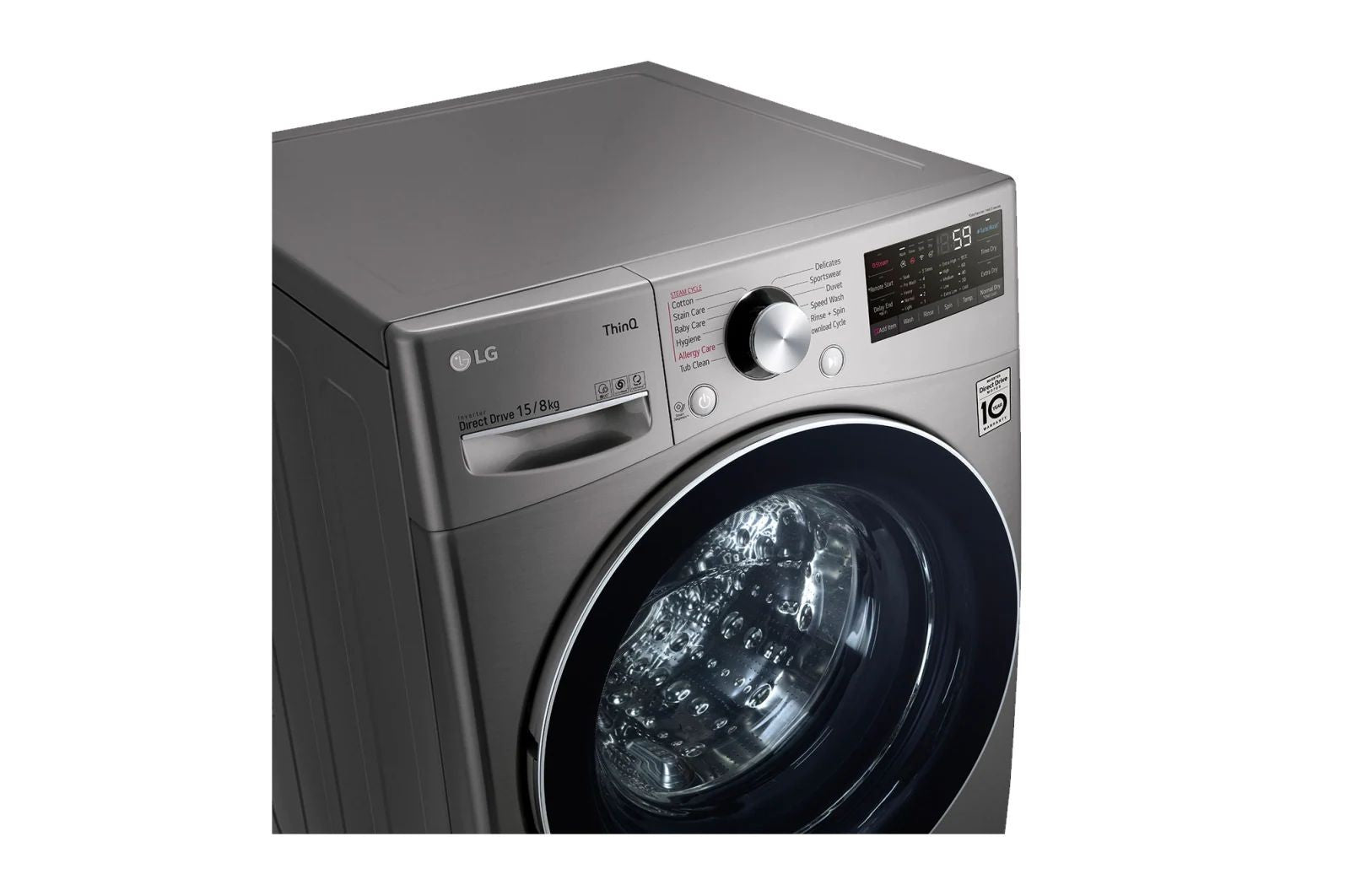 LG, Front Load Washer & Dryer, 15 KG /8 KG, Silver