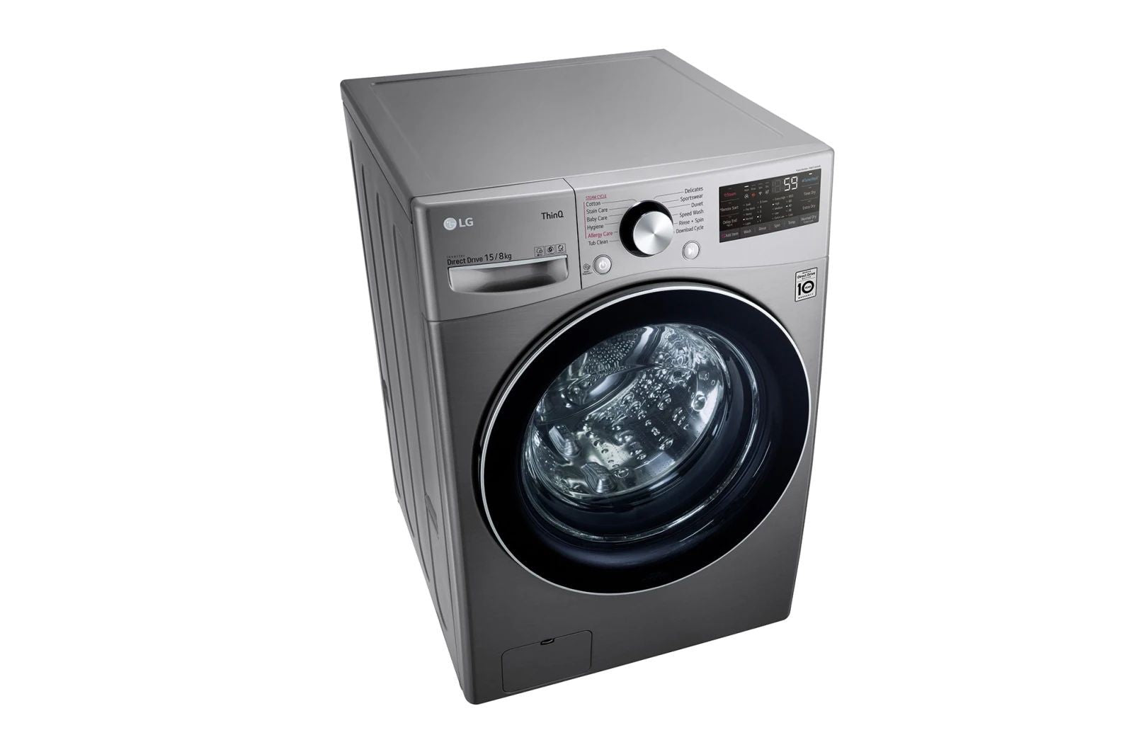 LG, Front Load Washer & Dryer, 15 KG /8 KG, Silver