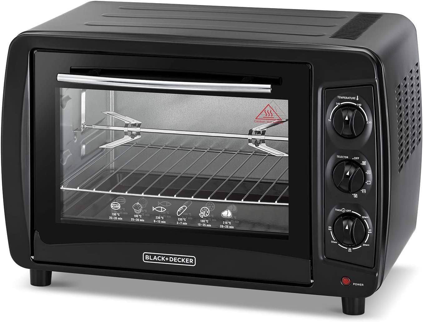 Black & Decker, Toaster Oven with Double Glass & Rotisserie, 35 L, 1500 Watts, Black