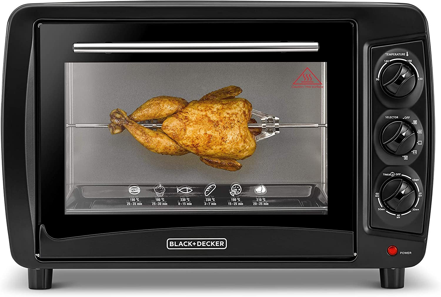 Black & Decker, Toaster Oven with Double Glass & Rotisserie, 35 L, 1500 Watts, Black