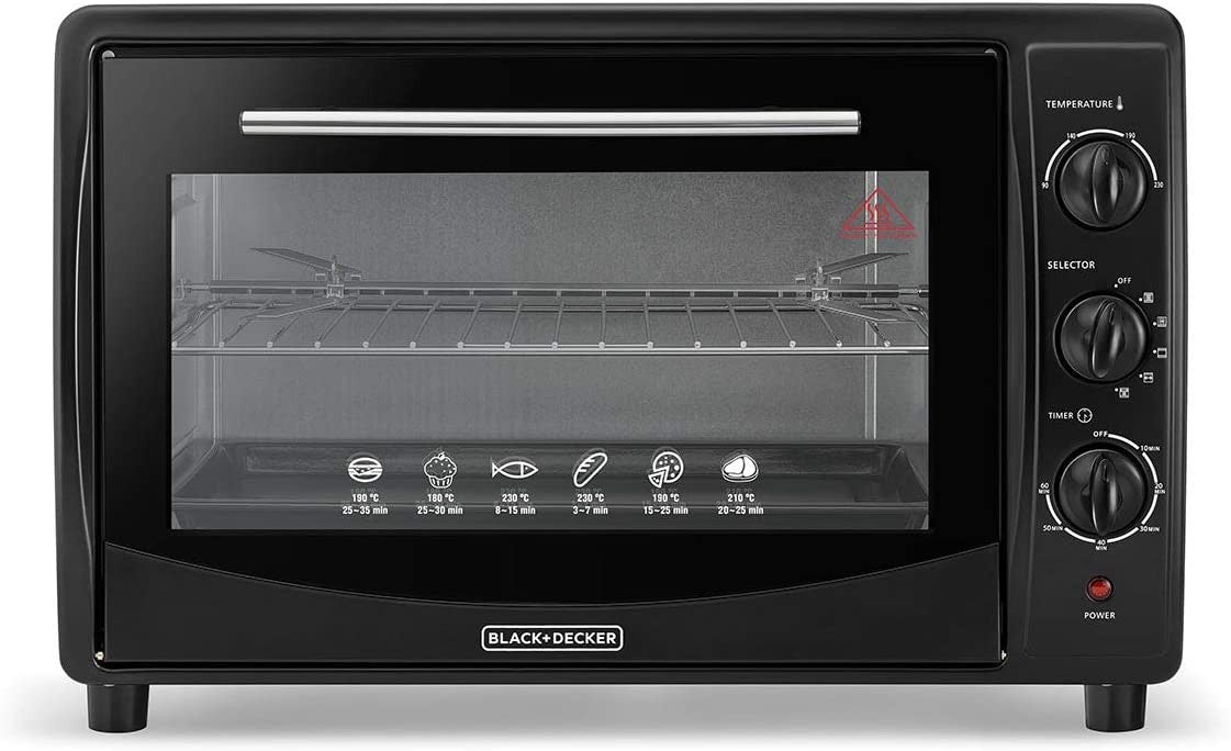 Black & Decker, Toaster Oven with Double Glass & Rotisserie, 45 L, 1800 Watts, Black
