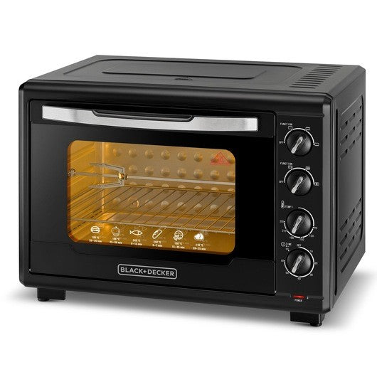 Black & Decker, Toaster Oven with Double Glass & Rotisserie, 55 L, 2000 Watts, Black