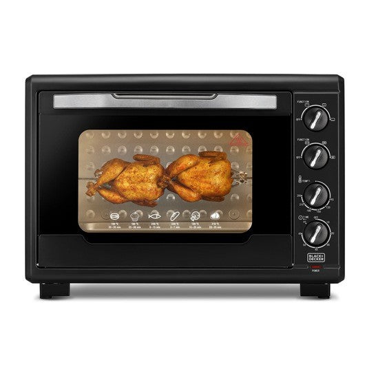 Black & Decker, Toaster Oven with Double Glass & Rotisserie, 55 L, 2000 Watts, Black