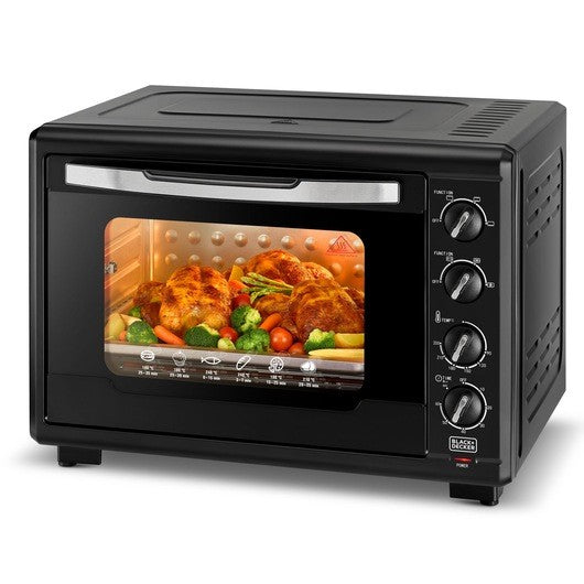 Black & Decker, Toaster Oven with Double Glass & Rotisserie, 55 L, 2000 Watts, Black