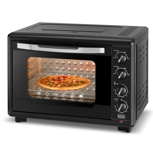 Black & Decker, Toaster Oven with Double Glass & Rotisserie, 55 L, 2000 Watts, Black