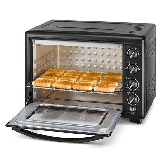 Black & Decker, Toaster Oven with Double Glass & Rotisserie, 55 L, 2000 Watts, Black