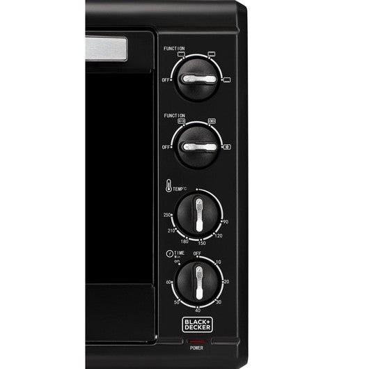 Black & Decker, Toaster Oven with Double Glass & Rotisserie, 55 L, 2000 Watts, Black
