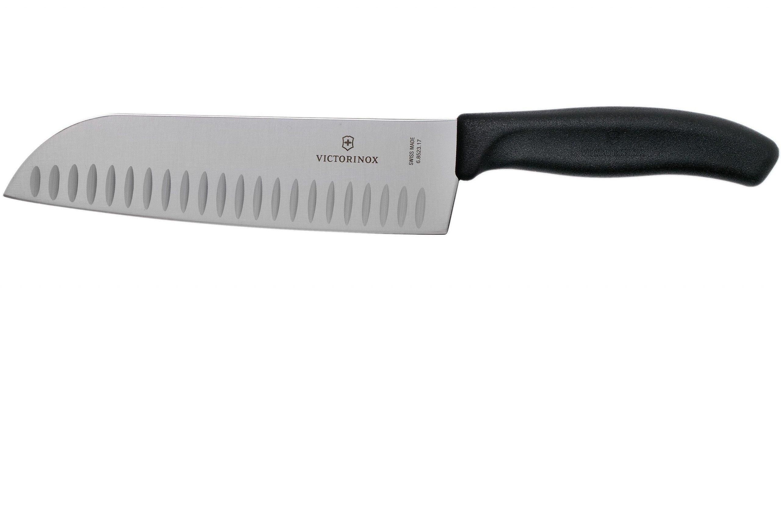 Victorinox, Swiss Classic Santoku Fluted Japanese Style Knife, 17 CM, Black