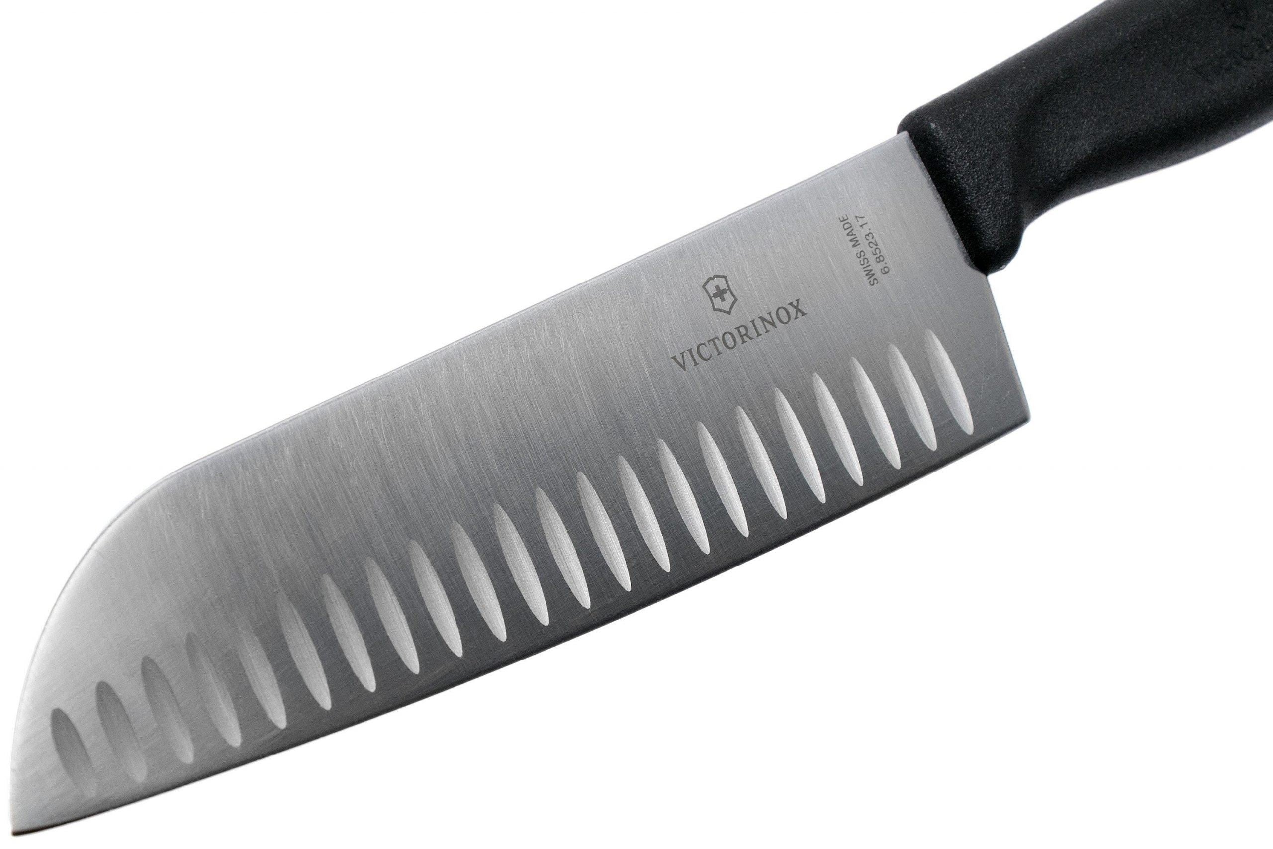 Victorinox, Swiss Classic Santoku Fluted Japanese Style Knife, 17 CM, Black